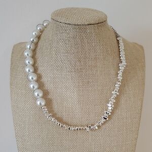 Silver and Faux Pearl Necklace